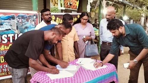 தொடரும் சர்வதேச நீதியை வலியுறுத்தும் கையெழுத்துப் போராட்டம்!